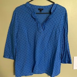 Talbots Sky Blue Embroidered Blouse